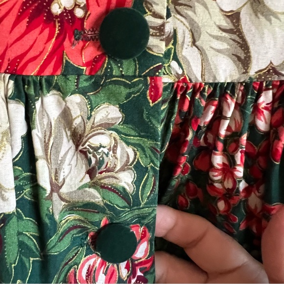 Vintage Bonnie Jean Girls Size 14 Dress  Holiday With Velvet Peter Pan Collar - Picture 4 of 7